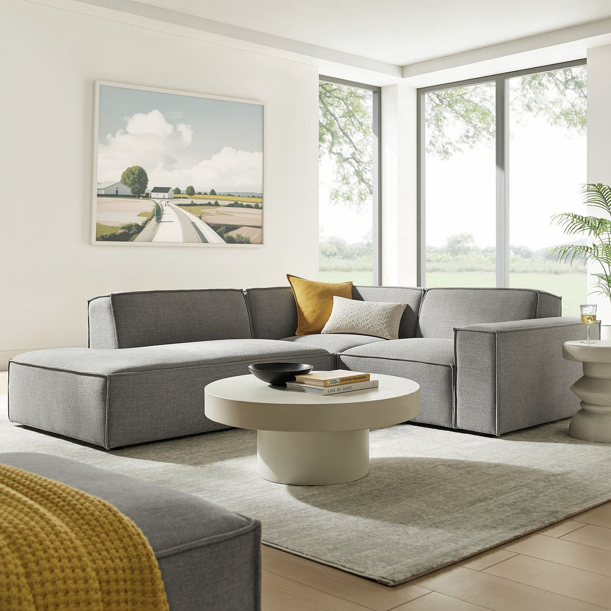 Restore 3-Piece Performance Fabric Upholstered Modular L-Shaped Sectional Sofa - Pewter