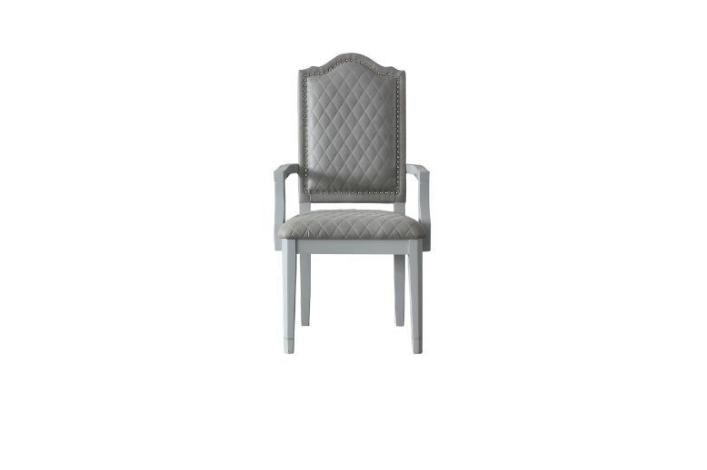 House Marchese - Arm Chair (Set of 2) - Two Tone Gray Fabric & Pearl Gray