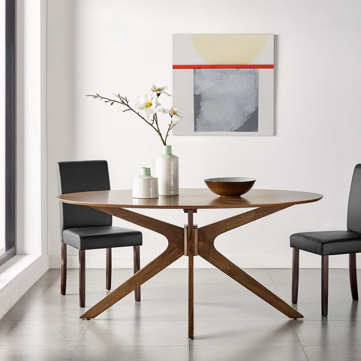 Crossroads Wood Dining Table - 63" Oval, Walnut