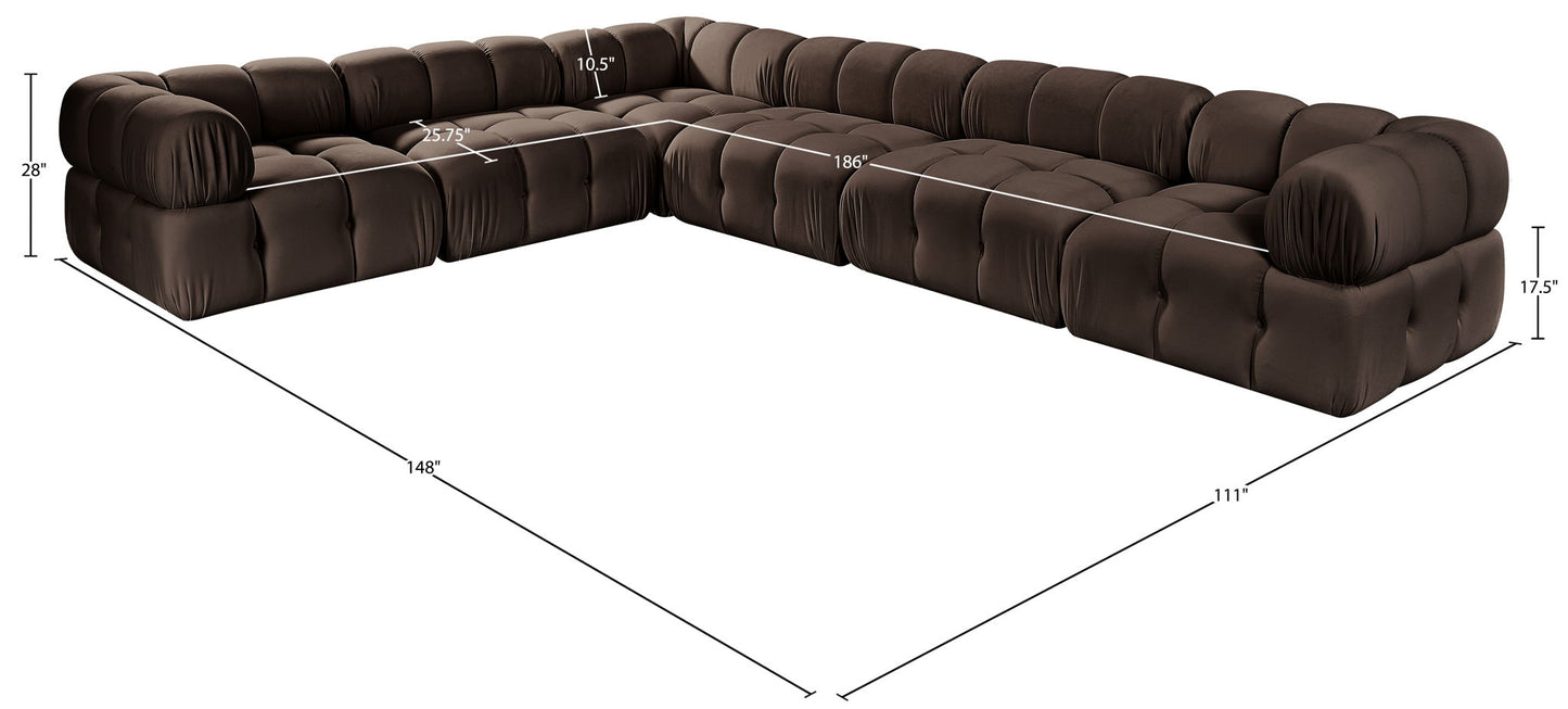 Orin - L-Shaped Velvet 6 Piece Modular Sectional