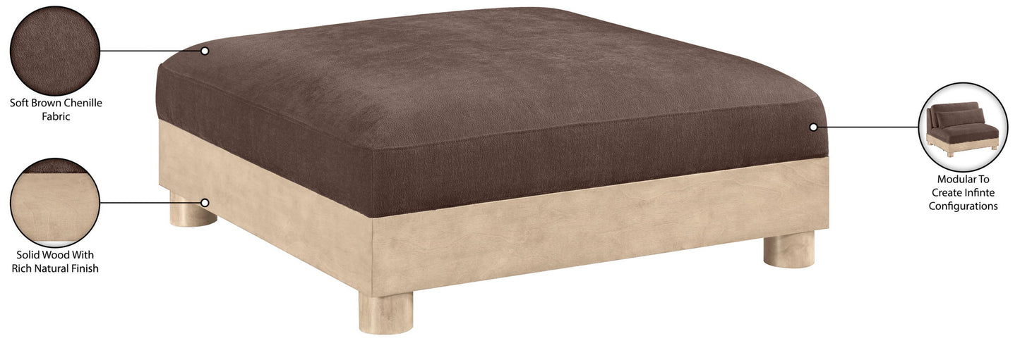 Turin - Chenille Fabric Upholstered Modular Ottoman - Natural Base