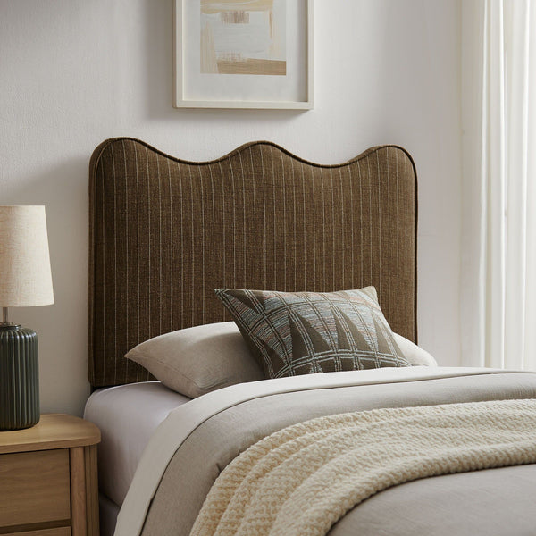 Athena Striped Fabric Upholstered Headboard - Twin, Earth Stripe
