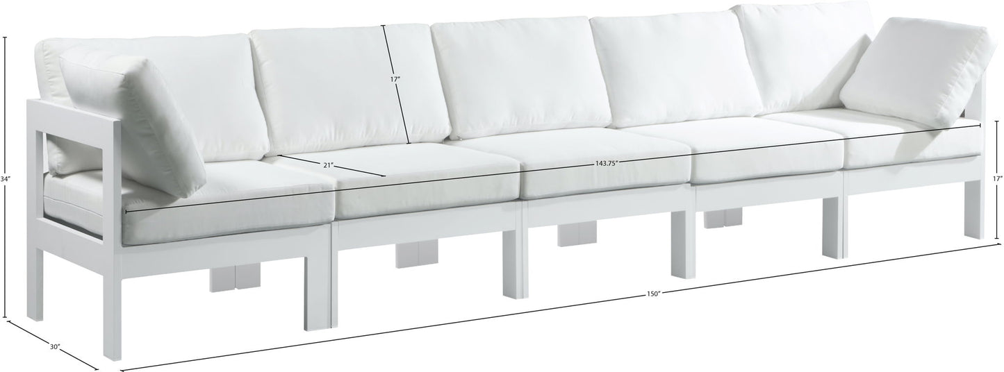 Nizuc - Outdoor Patio 5 Seat Modular Sofa With White Frame