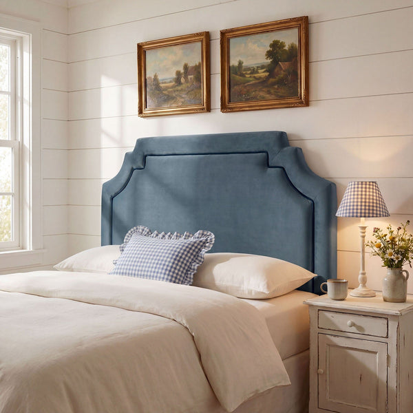Magnolia Stain-Resistant Performance Velvet Headboard - Full, Cadet Blue Midnight
