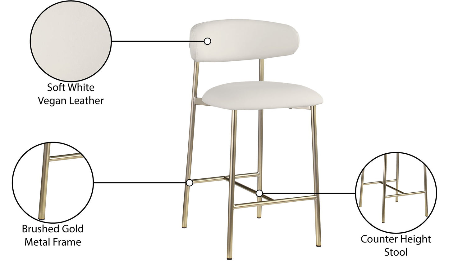 Lupita - Counter Stool With Brushed Gold Frame (Set of 2)