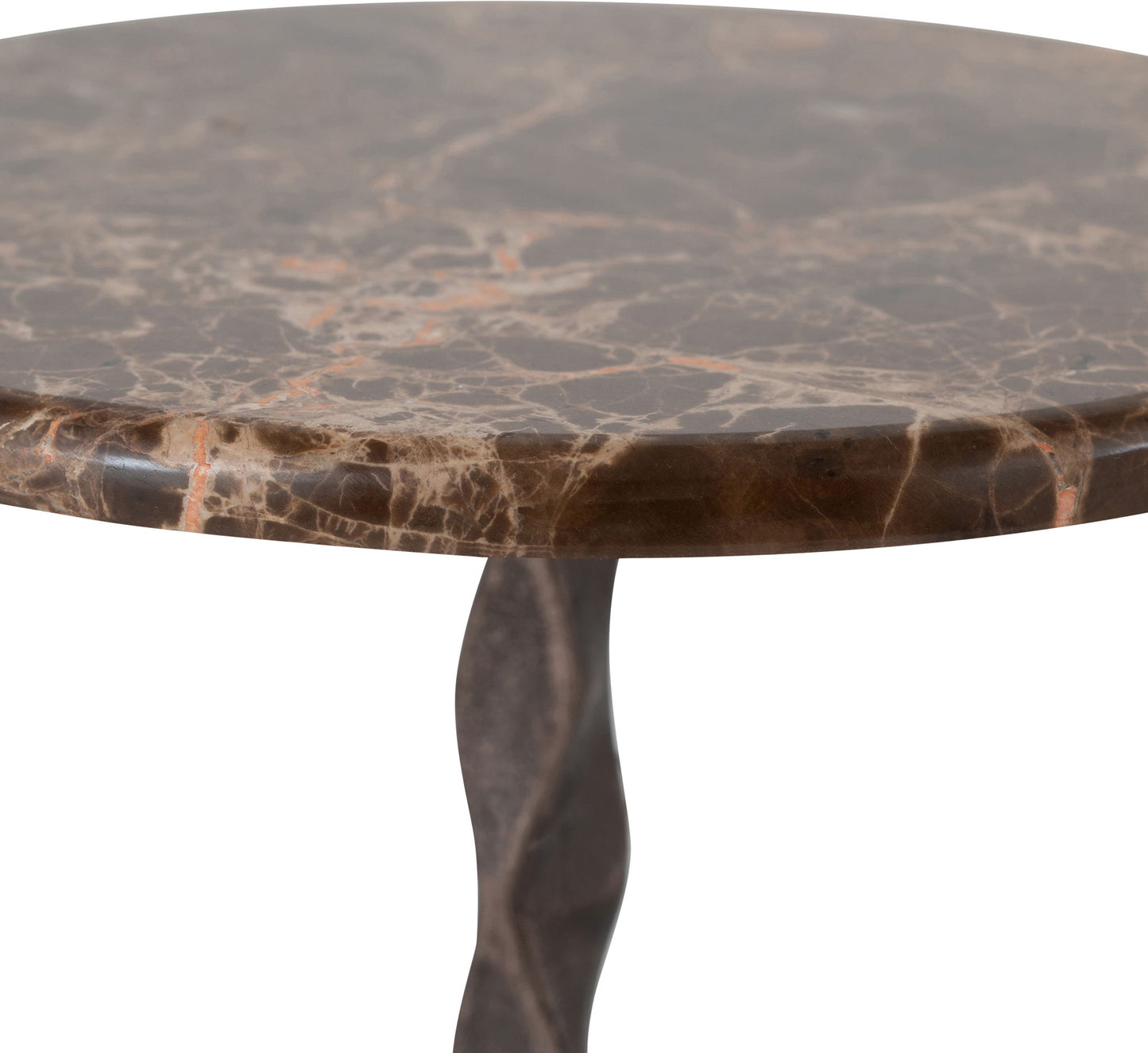 Helix - Genuine Marble Top And Aluminum Base End / Side Table - Brown / Bronze