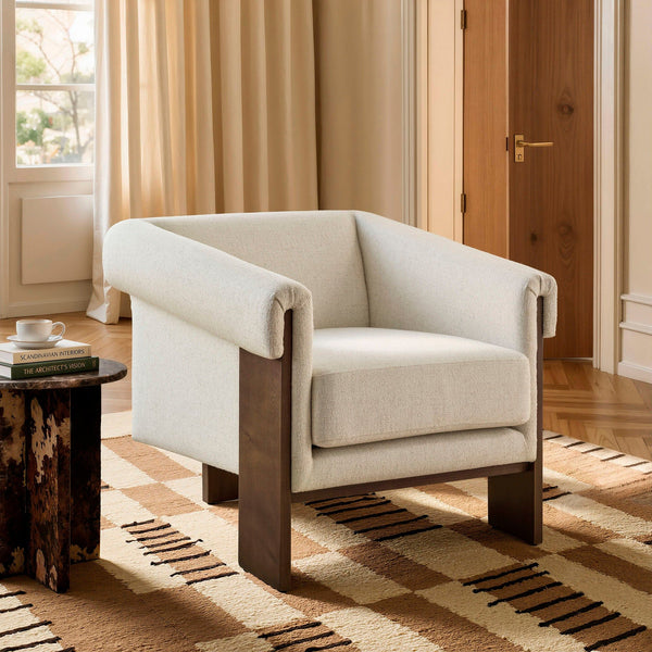 Halbrook Linen Blend Tripod Accent Chair - Ivory