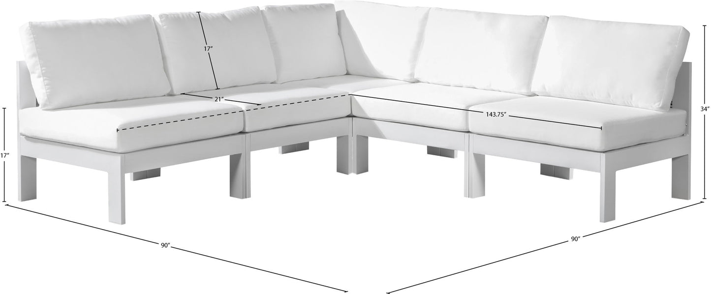 Nizuc - Outdoor Patio 5 Piece Modular Sectional With White Frame