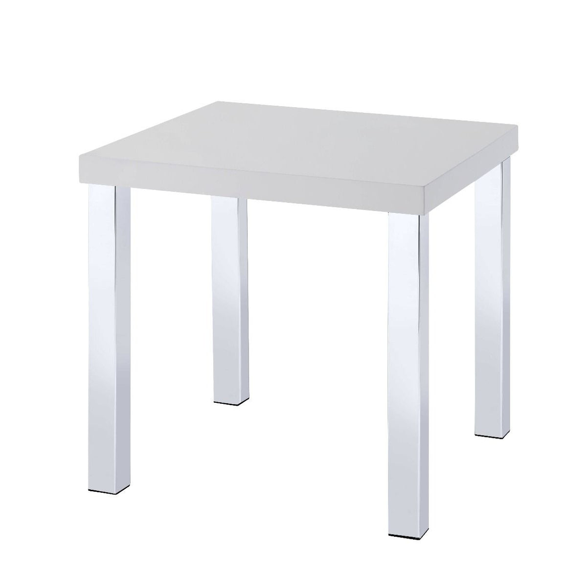Harta - End Table - White High Gloss & Chrome