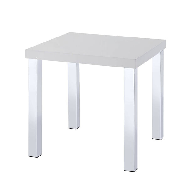 Harta - End Table - White High Gloss & Chrome
