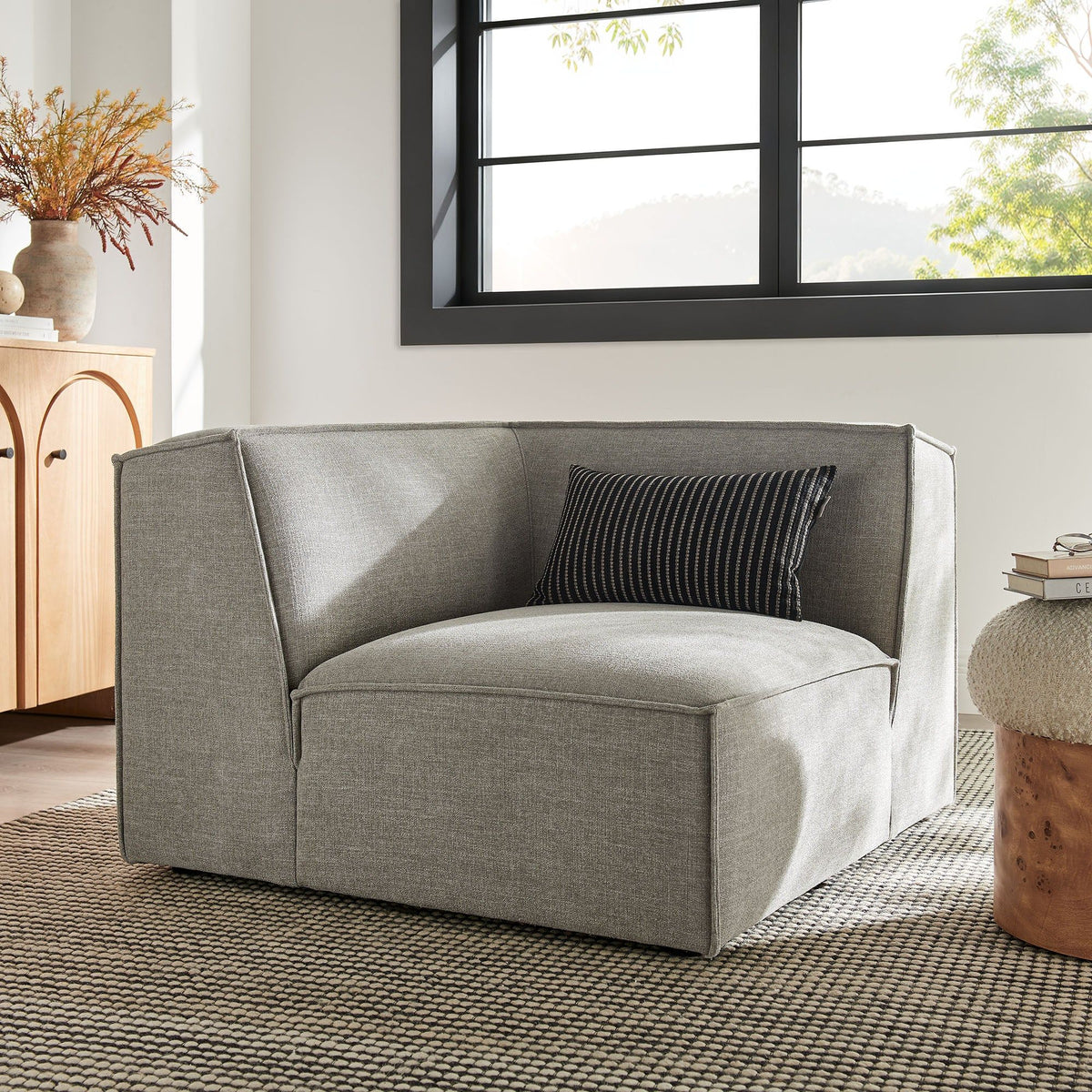 Restore Performance Fabric Upholstered Modular Corner Chair - Pewter