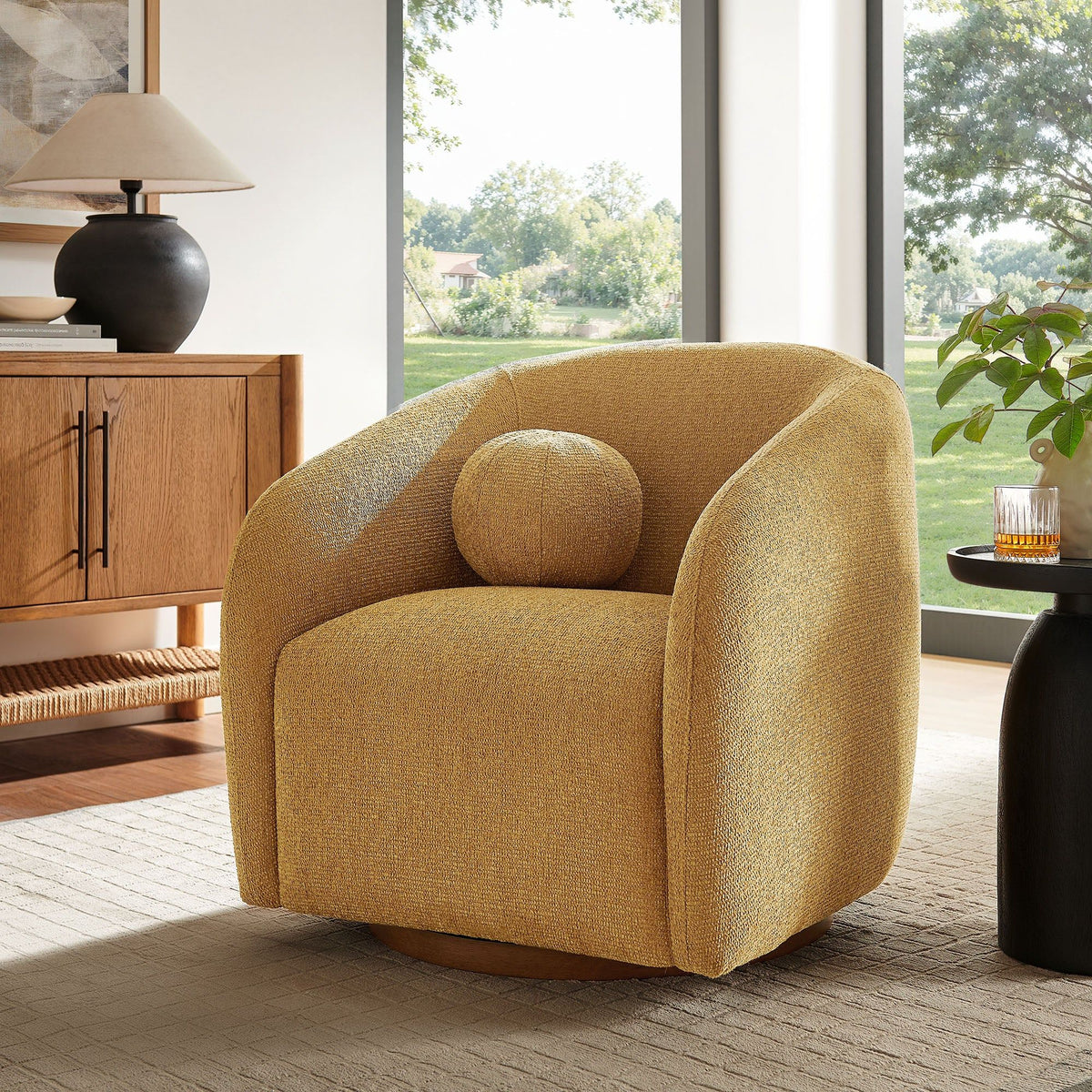 Holland Swivel Armchair - Mustard