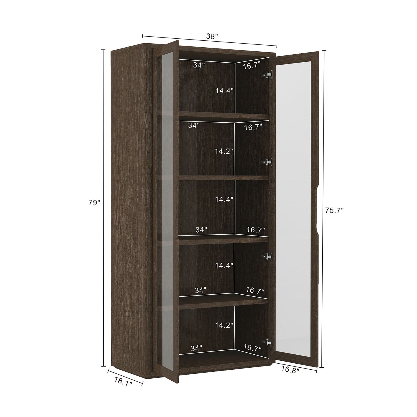 Manhattan Rivington - Bookcase Cabinet With Glass Doors