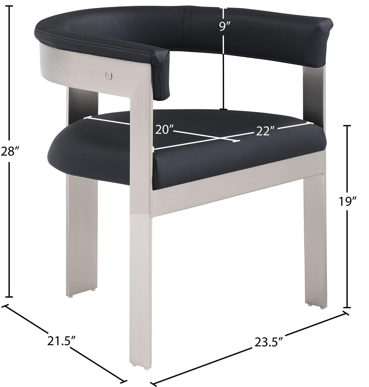 Romeo - Faux Leather Dining Chair With Silver Base (Set of 2)