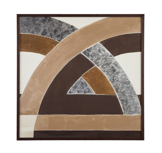 Neutral Geometry I Framed Print - Brown