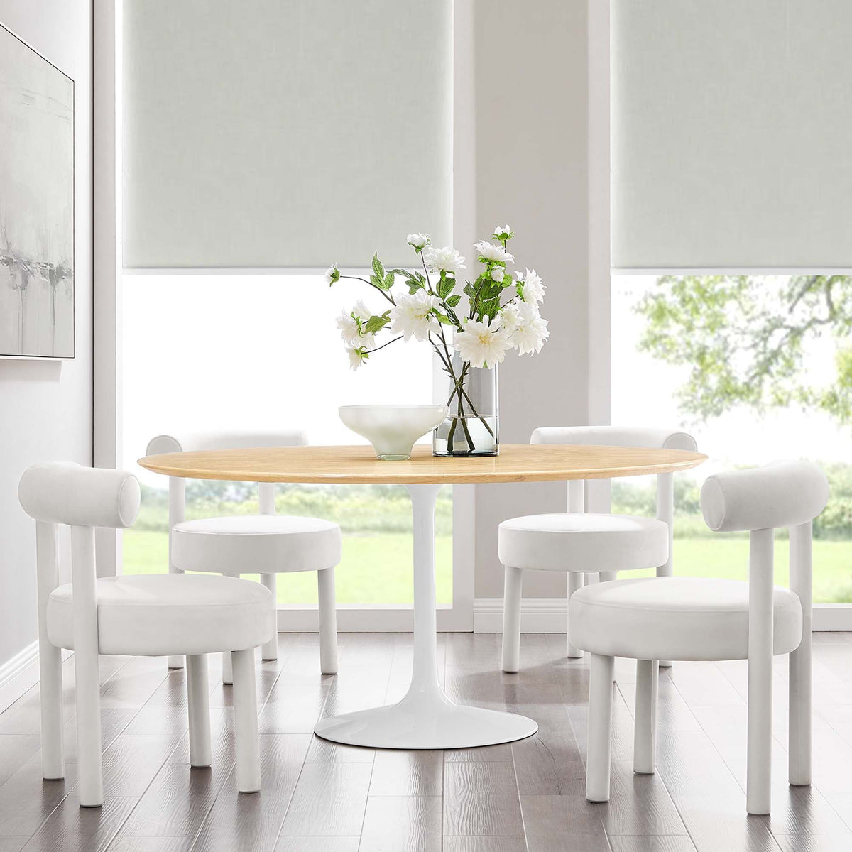 Lippa Round 60" Dining Table - Wood, White Natural