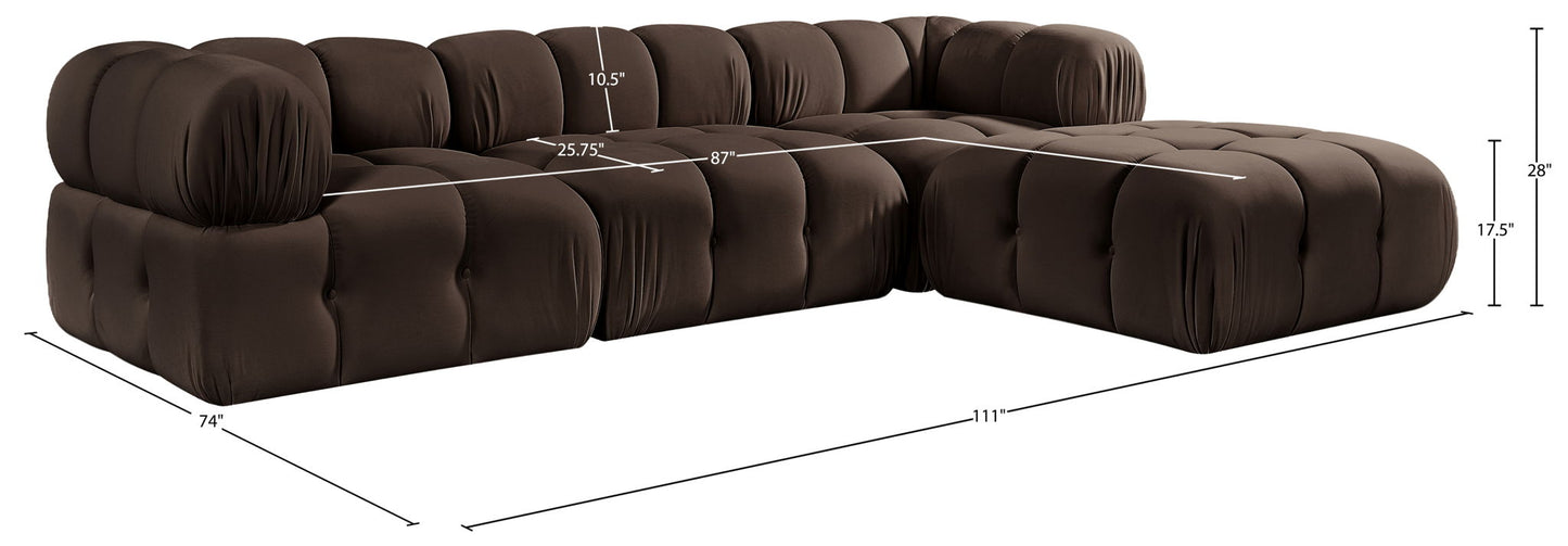 Orin - Velvet 4 Piece Modular Sectional With Chaise