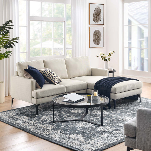 Evermore Right-Facing Upholstered Fabric Sectional Sofa - Beige