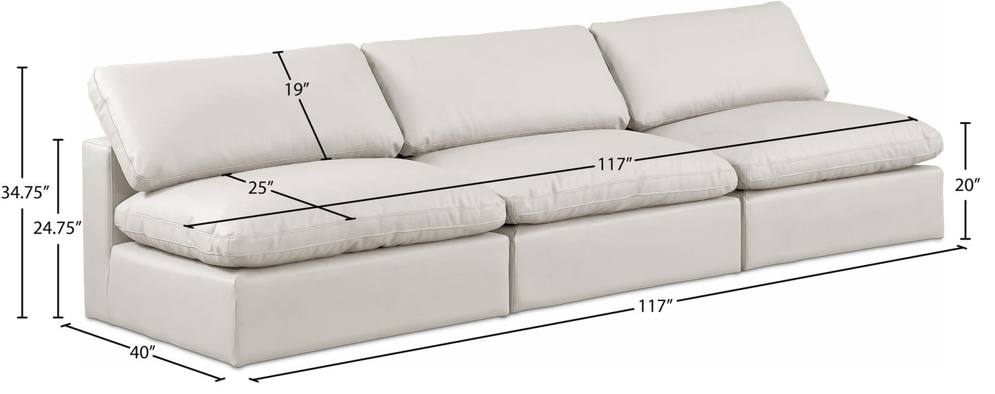 Comfy - Faux Leather Modular Armless Sofa 3 Seats