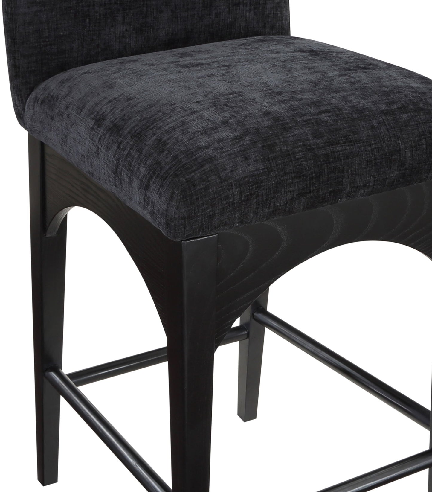 Waldorf - Chenille Stool With Black Legs