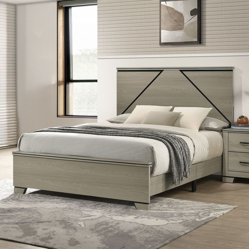 Joanna - Queen Bed With LED - Weathered Gray