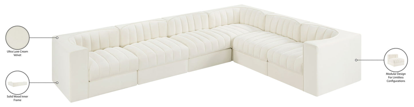 Rummi - Velvet Performance Fabric Upholstered 6 Piece Modular Sectional