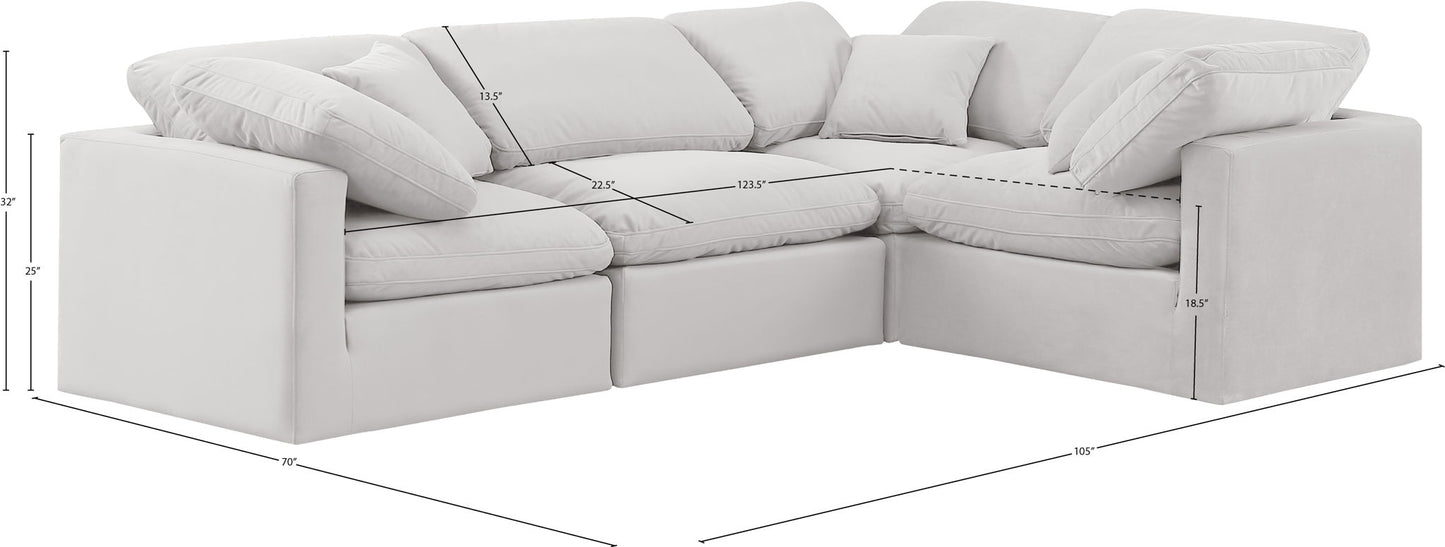 Indulge - Velvet 4 Piece Modular Corner Sectional