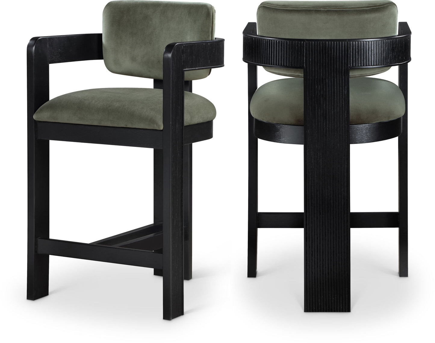 Sacha - Velvet Stool With Black Base