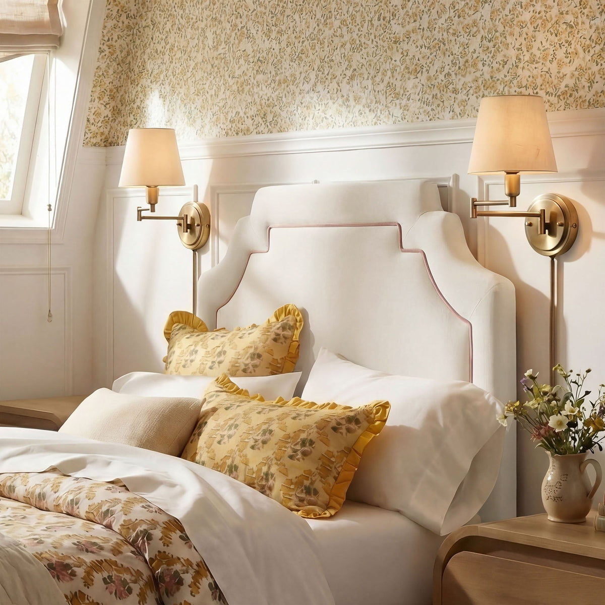 Magnolia Stain-Resistant Performance Velvet Headboard - Twin, Alabaster Pink