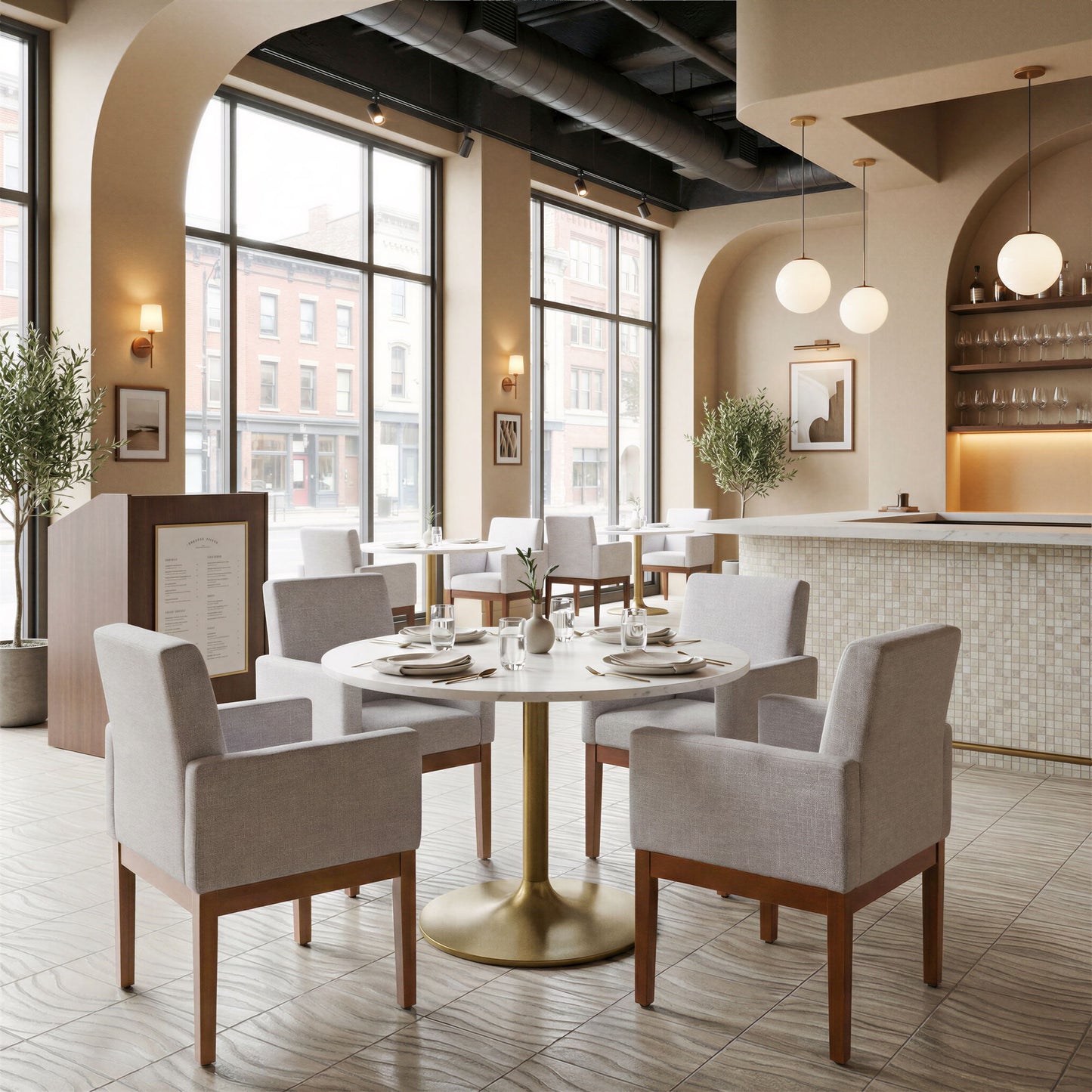 Ithaca - Dining Table - White / Gold