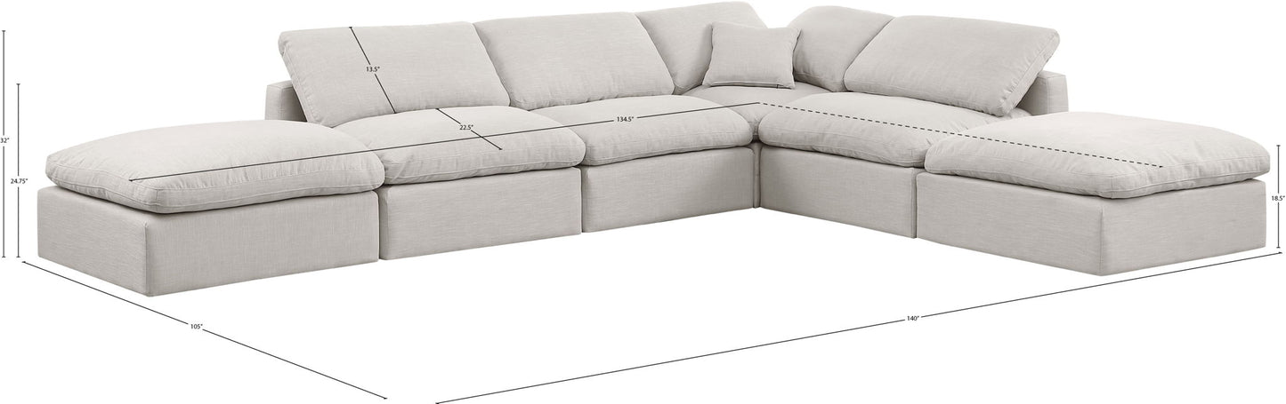 Indulge - Linen 6 Piece Modular Armless Sectional