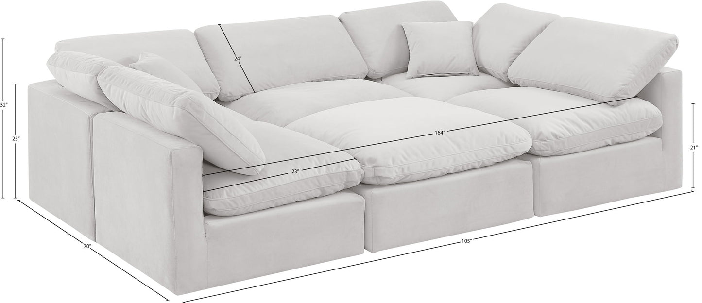 Indulge - Velvet 6 Piece Modular Sectional