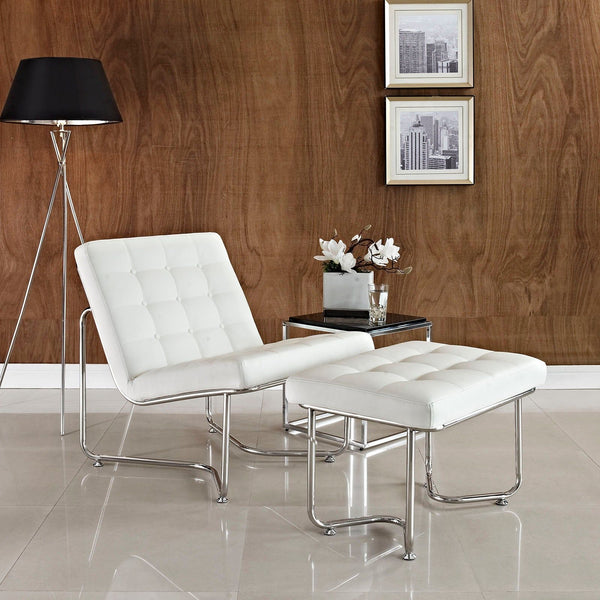 Gibraltar Upholstered Vinyl Lounge Chair - White