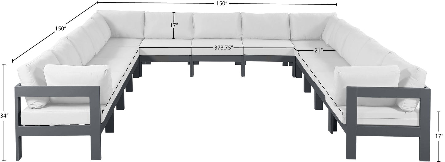 Nizuc - Outdoor Patio 13 Piece Modular Sectional With Gray Frame