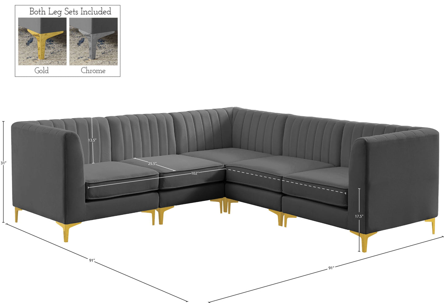 Alina - 5 Piece Modular Corner Sectional