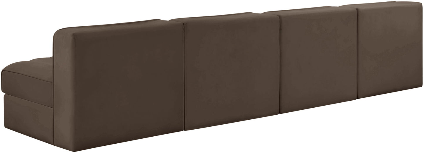 Rummi - Armless Velvet Performance Fabric Upholstered 4 Piece Modular Sofa