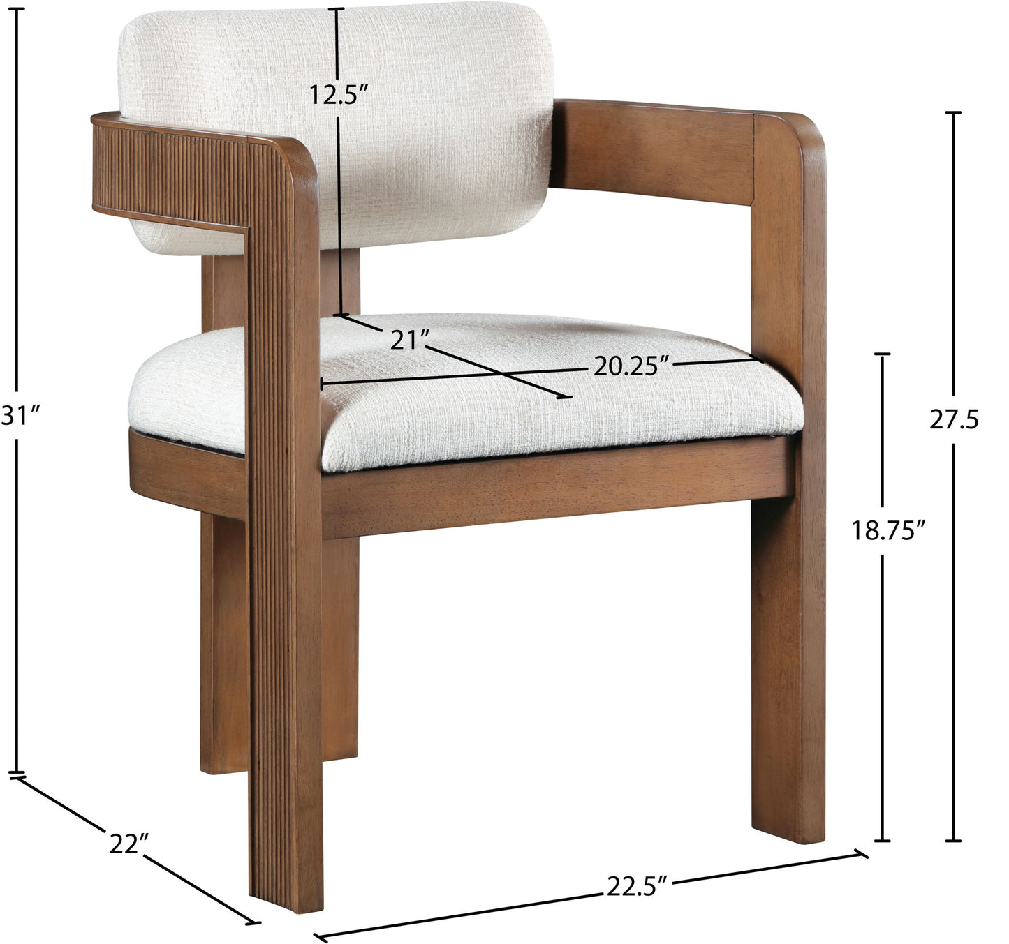 Sacha - Linen Dining Chair With Brown Base (Set of 2)