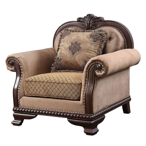 Chateau De Ville - Chair With Pillow (Same Lv01590) - Fabric & Espresso