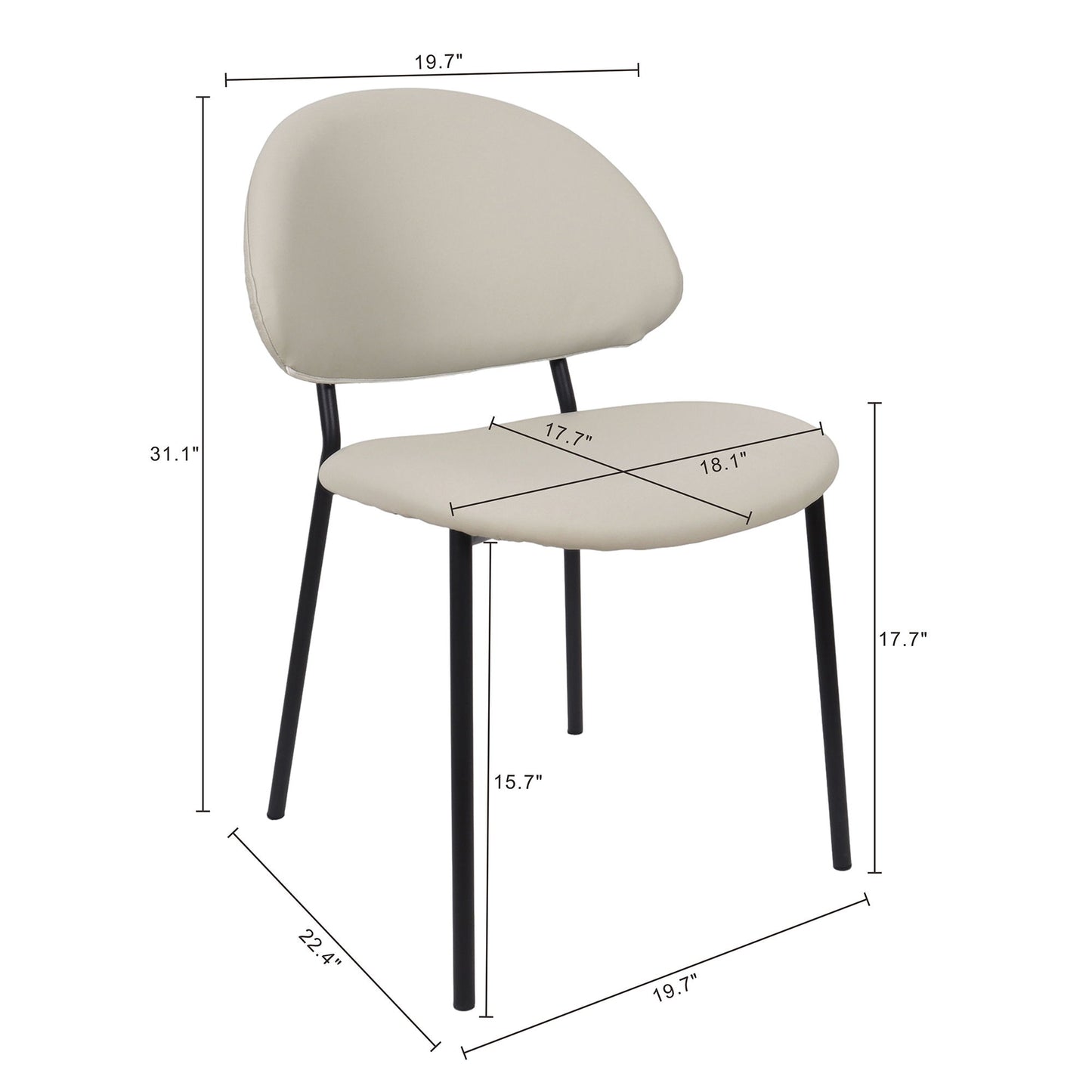 Manhattan Haven - Vegan Leather Metal Side Chair (Set of 4)