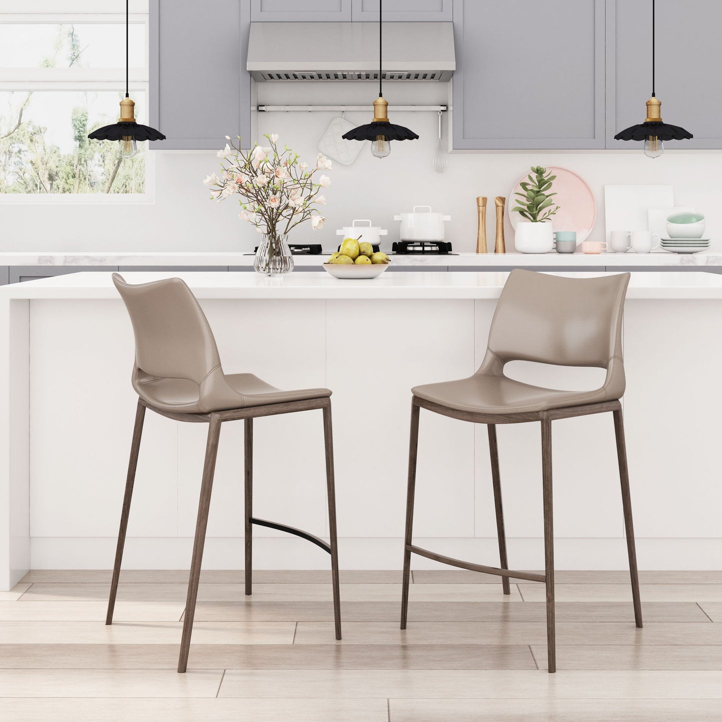 Ace - Counter Chair With Walnut Legs (Set of 2)