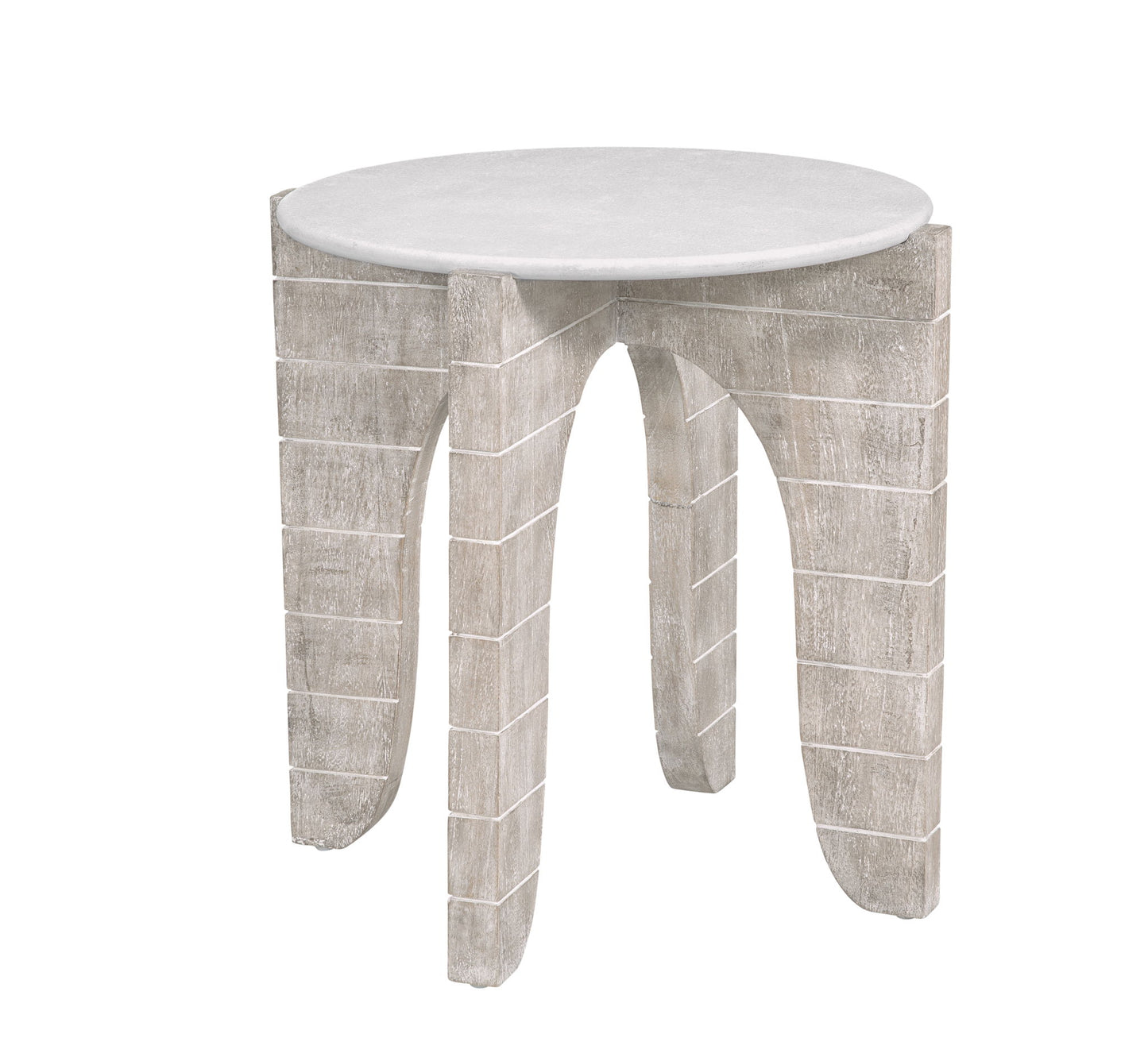Bali - Round End Table - White Wash / Faux Plaster