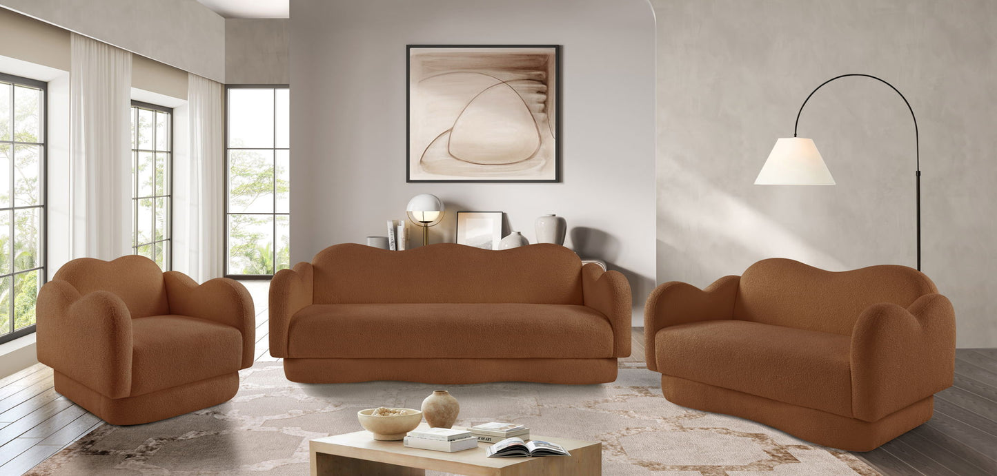 Bloom - Teddy Fabric Loveseat - Saddle