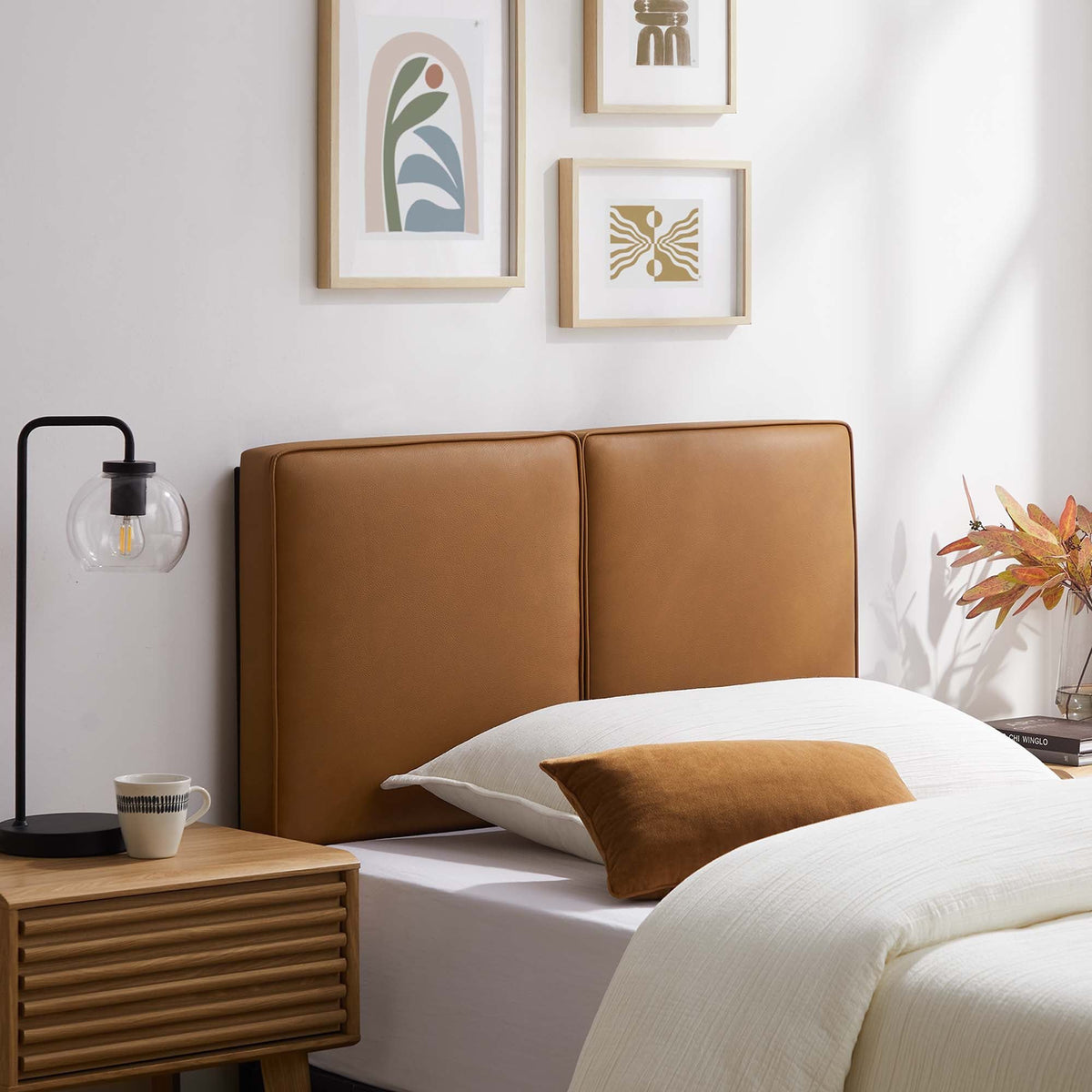 Lindee Vegan Leather Headboard - Twin, Tan