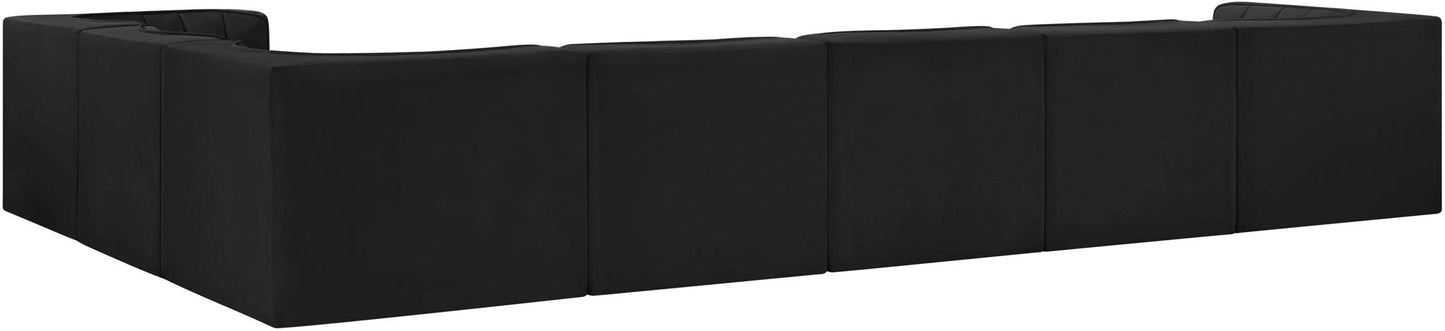 Rummi - Velvet Performance Fabric Upholstered 7 Piece Modular Sectional (With 3 Corner Chairs)