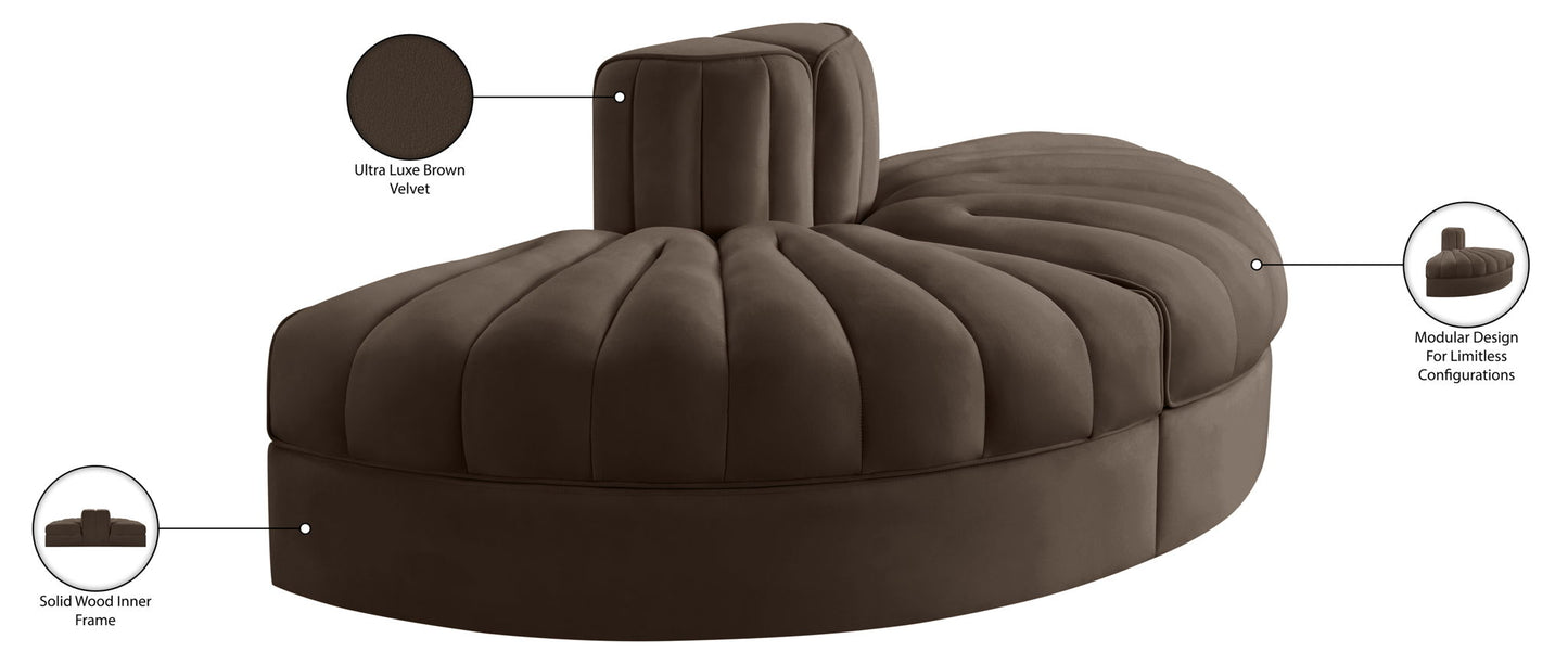 Rummi - Velvet Performance Fabric Upholstered 2 Piece  Rounded Modular Loveseat