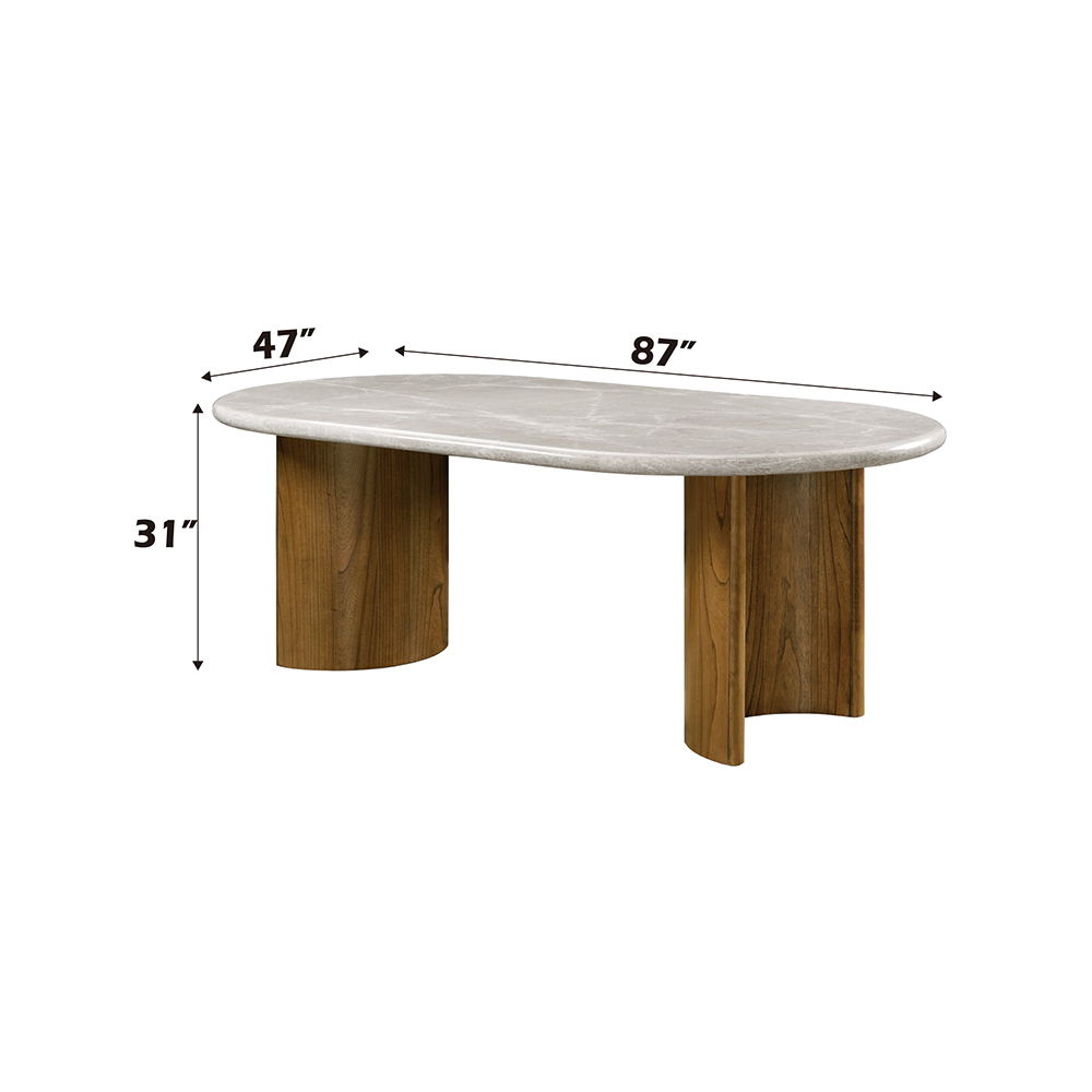Darcy - Dining Table - Natural Marble Top & Dark Walnut