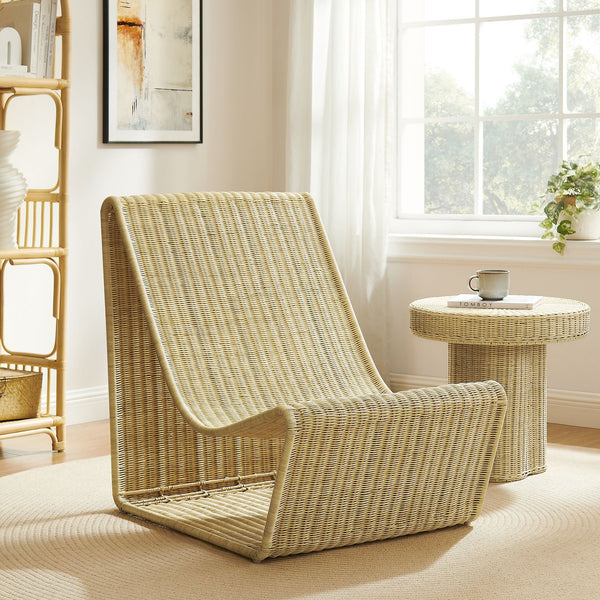Eira Curved Low Seat Natural Rattan Lounge Chair - Natural Rattan