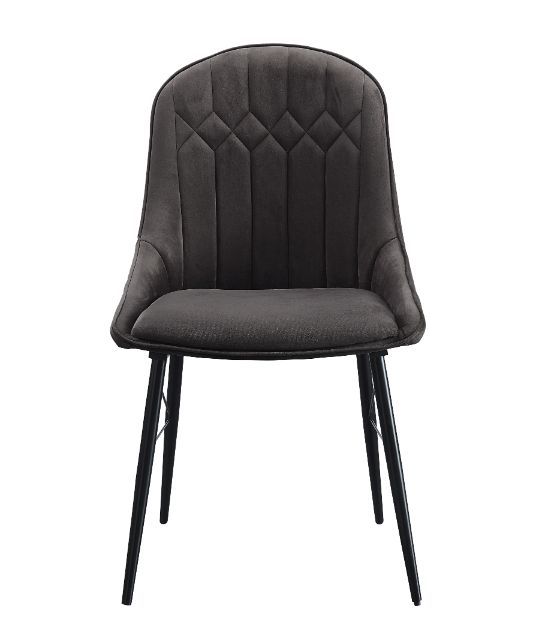 Abraham - Side Chair (Set of 2) - Dark Gray Fabric & Black