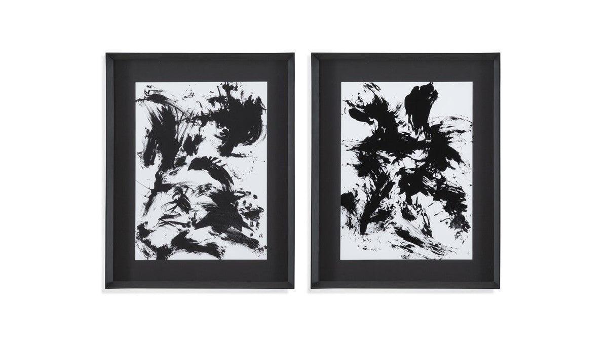 Expressive Abstract Framed Print (Set of 2) - Black