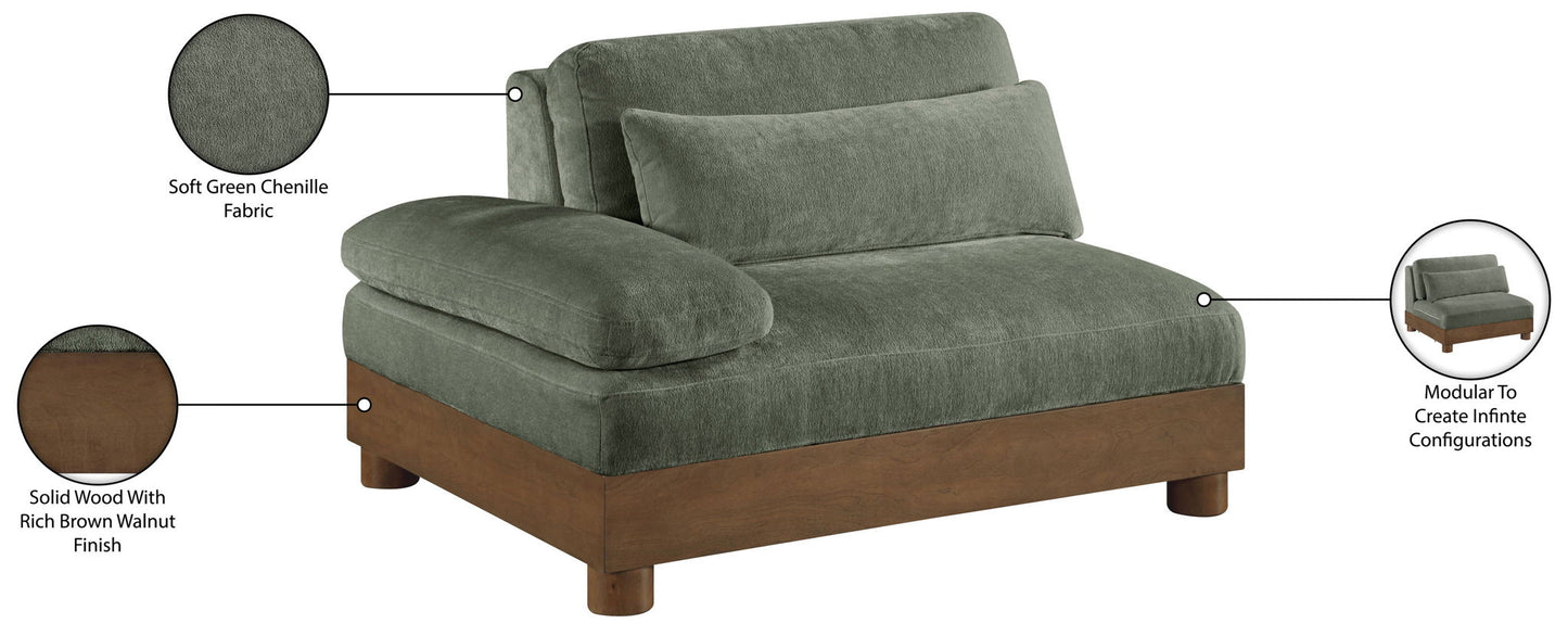 Turin - Chenille Fabric Upholstered Modular Arm Chair - Walnut Base